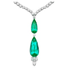 AGL GRS Certified 50 Ct. Emerald and Diamond 'Royal Gardens' Pendant-Necklace