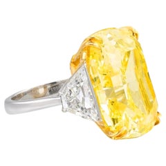 GIA Certified 12 Ct. Fancy Yellow Diamond Engagement Platinum Ring