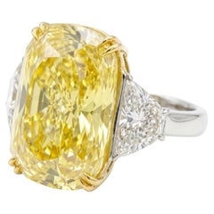 GIA Certified 13 Carat Fancy Yellow Diamond Engagement Platinum Ring