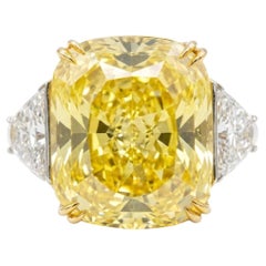 GIA Certified 13 Carat Fancy Yellow Diamond Engagement Platinum Ring