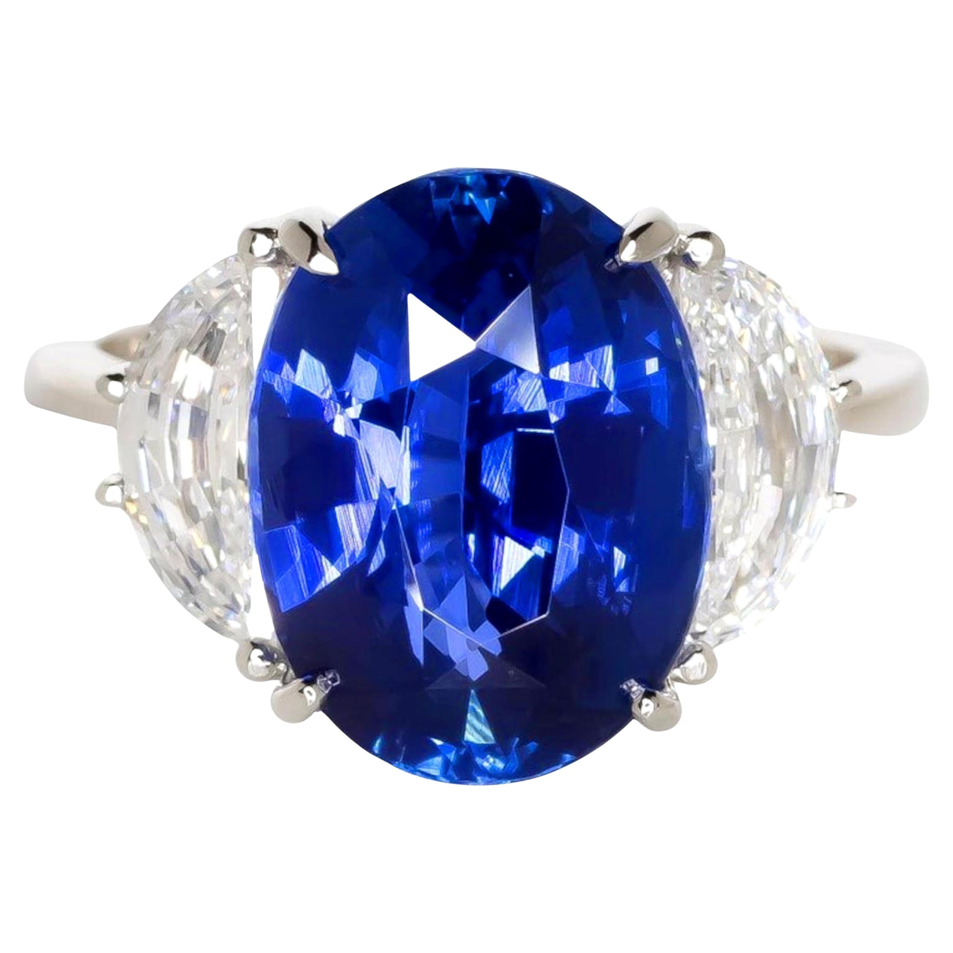 GIA Certified 7.39 Carat VIVID Blue Unheated Diamond Engagement Ring