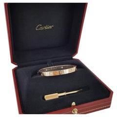 Cartier LOVE Bracelet Classic Model 18K Rose Gold 4 Diamonds Original Screwdrive