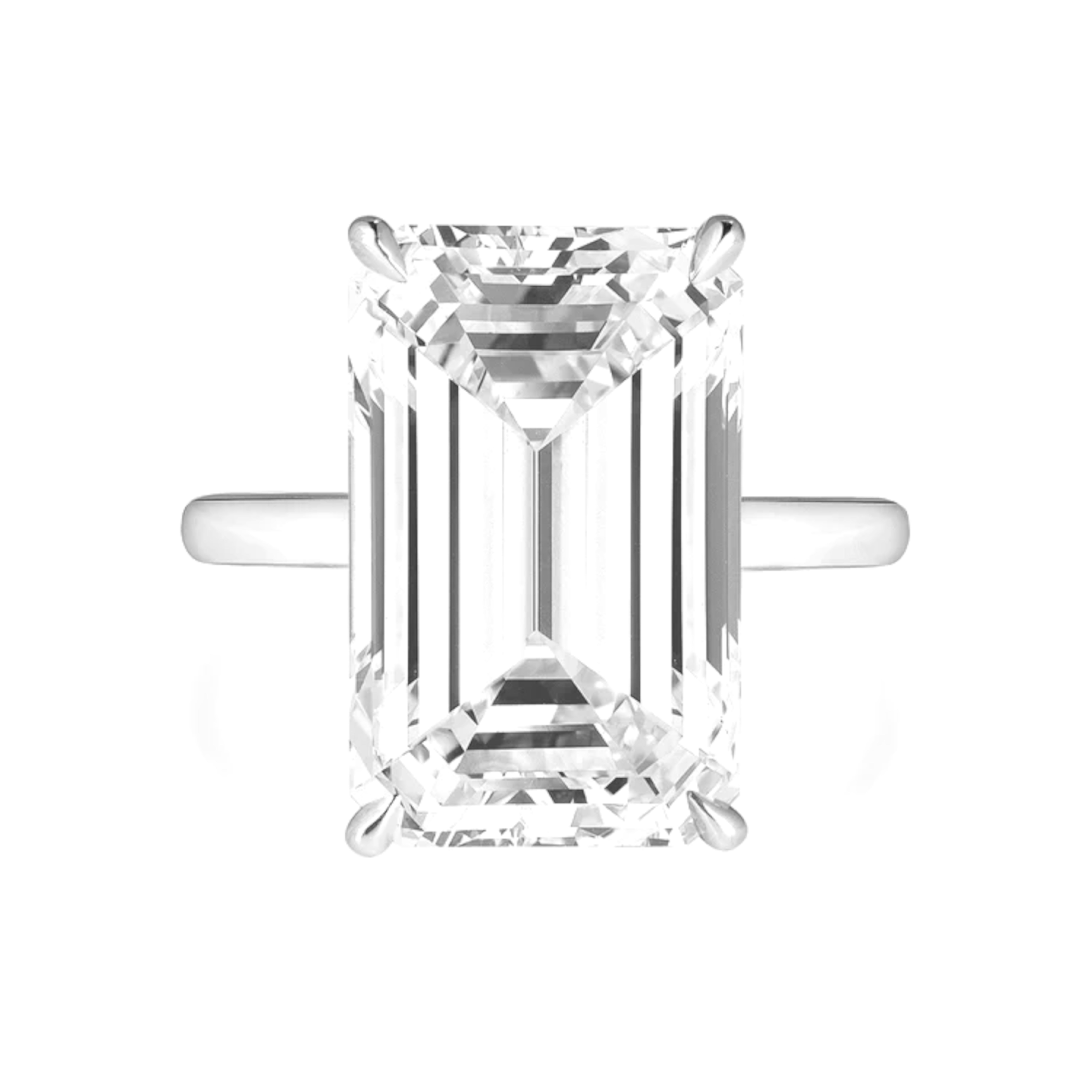 GIA Certified 7.40 Carat E Color Flawless Elongated Emerald Cut Diamond Ring