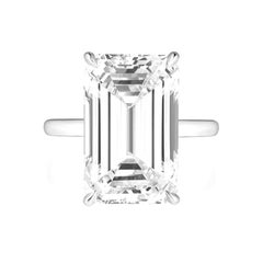 GIA Certified 7.40 Carat E Color Flawless Elongated Emerald Cut Diamond Ring