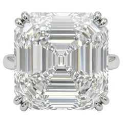 GIA Certified 13.84 Ct. Asscher Cut Diamond Platinum Ring