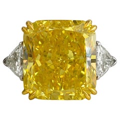Radiant Masterpiece 5 carat Fancy Intense Yellow Radiant Cut Diamond Ring