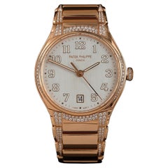 Patek Philippe 18K Rose Gold Twenty Automatic Pavé Diamond Watch