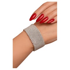 38 Carats 18K White Gold Wide Diamond Bracelet