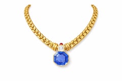 BVLGARI Vintage Unheated Vivid Sapphire and Diamond Necklace