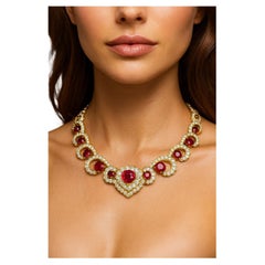 Collar gargantilla Estate de oro blanco y amarillo de 18 quilates con diamantes y rubíes