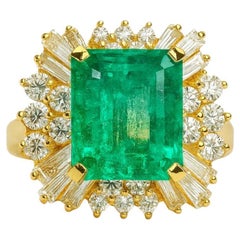 GIA Certified Minor Oil Colombian Emerald Engagement Ring