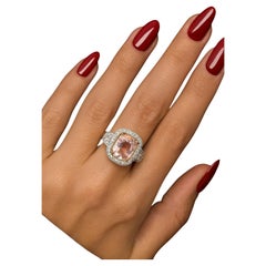 GIA Certified NO HEAT Padparadscha Sapphire and Diamond Platinum Ring