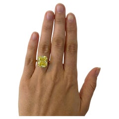 GIA Certified 6 Carat Fancy Yellow Cushion Diamond Yellow Gold Ring