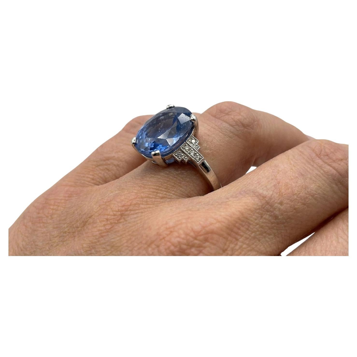 GIA zertifiziert 5,70 Karat Sri Lanka Blauer Saphir Platin Diamant Ring im Angebot