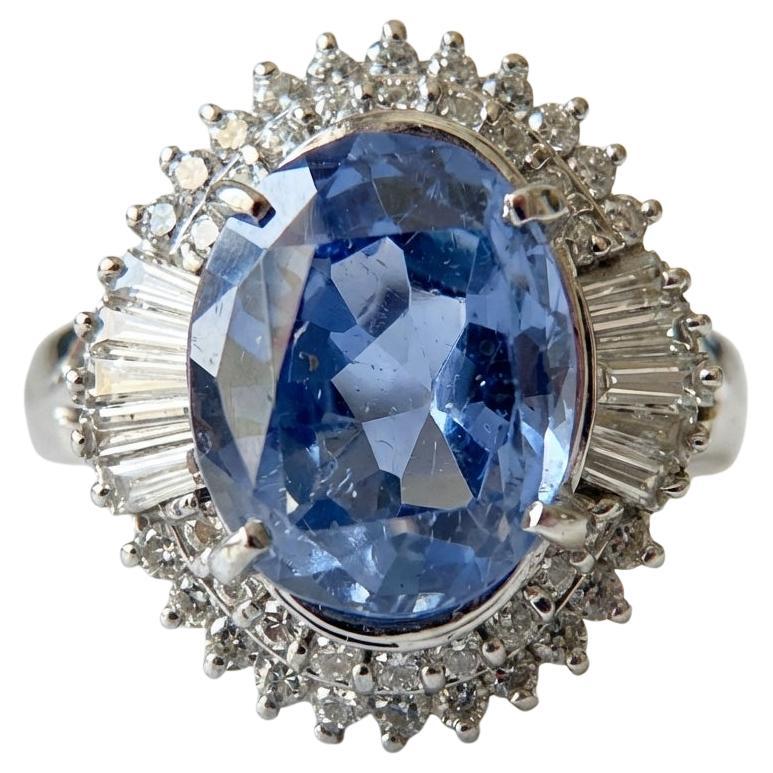GIA Certified 5 Carat Unheated Ceylon Natural Sapphire Ring For Sale