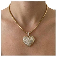 Bvlgari Vintage 18K Yellow Gold Diamond Heart Pendant Necklace