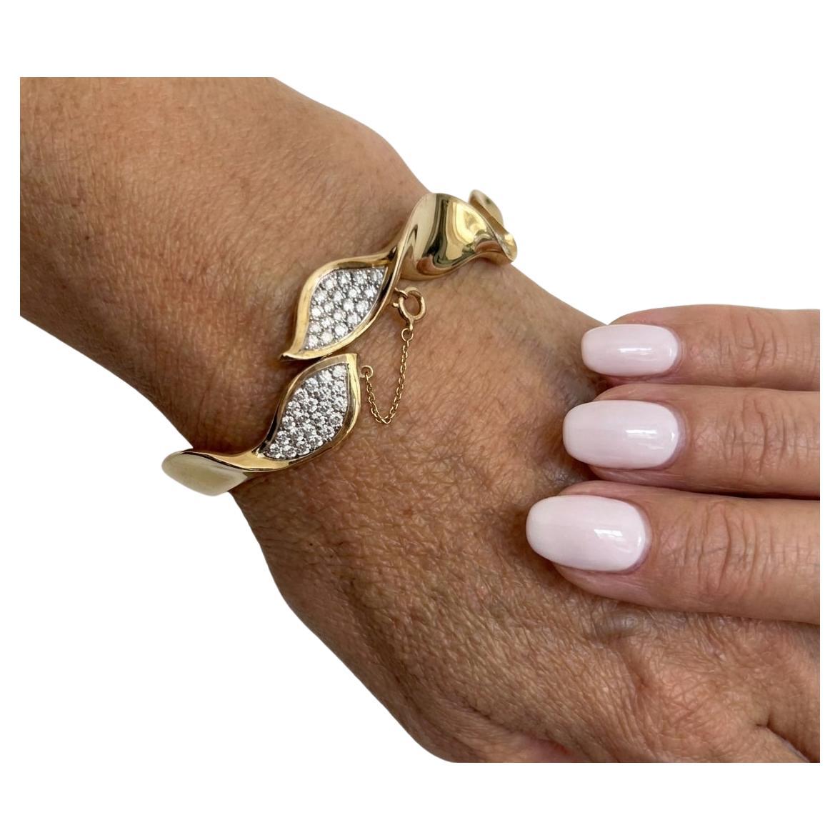 Tiffany & Co. Bracciale con diamanti in oro giallo 18 carati e platino in vendita