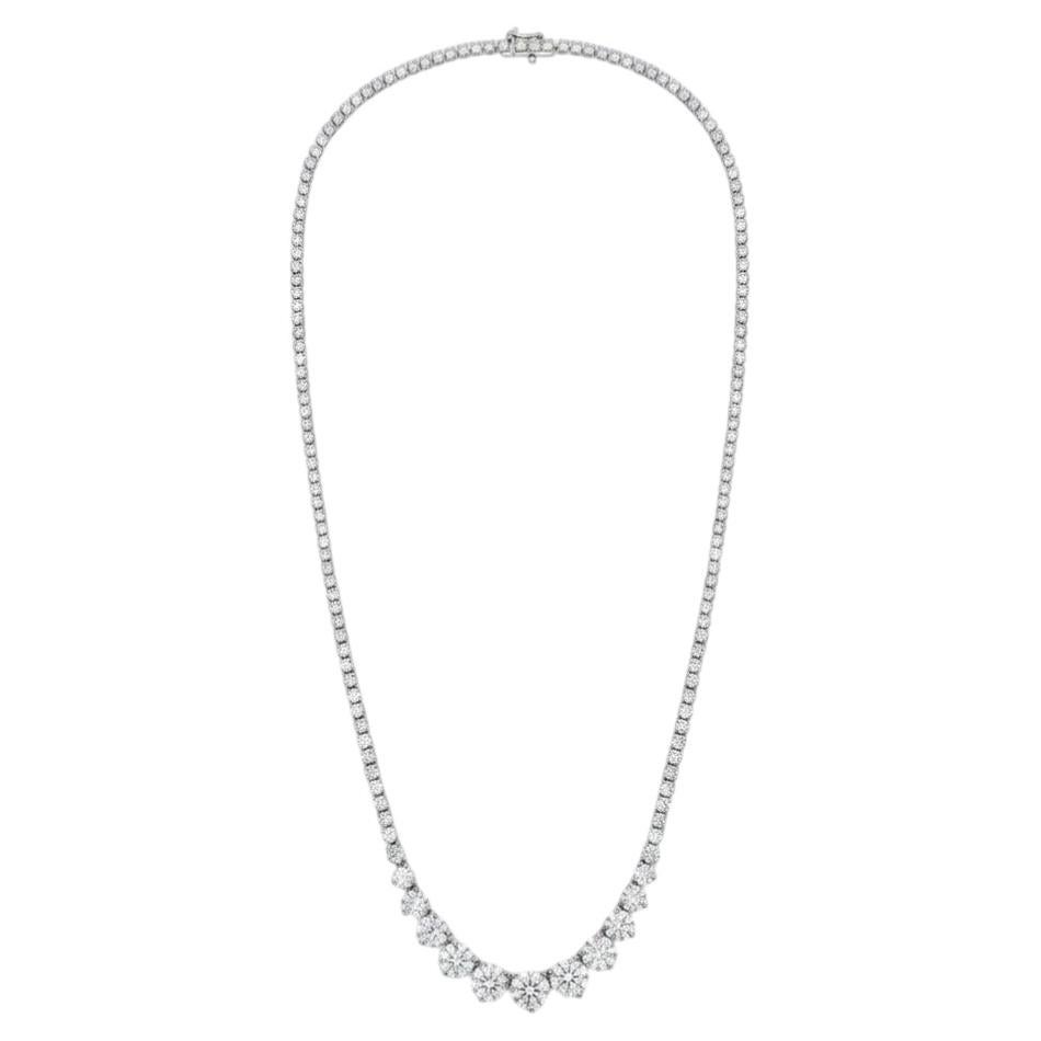 7 Carat Diamond Graduated Riviera Necklace in 14k White Gold