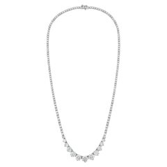 7 Carat Diamond Graduated Riviera Necklace in 14k White Gold