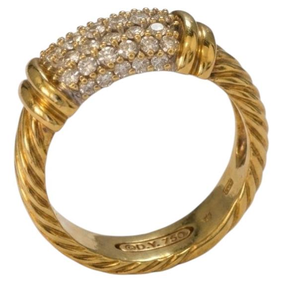David Yurman Metro Cable Ring aus 18-karätigem Gelbgold mit einem 1-Karat-Diamanten