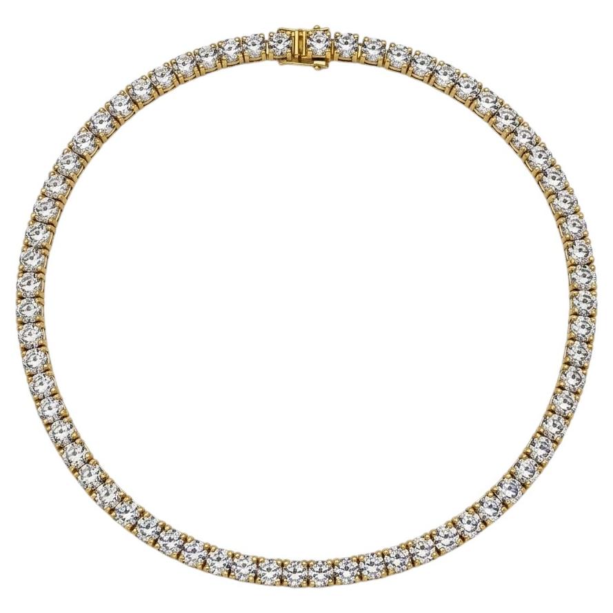 40-Karat-Diamant-Tennis-Halskette aus 18-karätigem Gelbgold