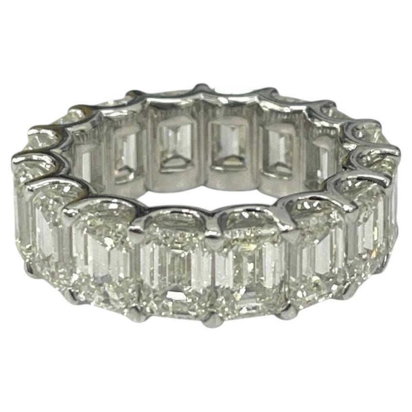 8 Carat Emerald Cut Diamond Eternity Band in 14k White Gold