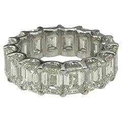 8 Carat Emerald Cut Diamond Eternity Band in 14k White Gold