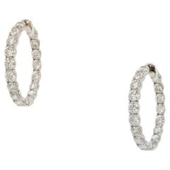 Pendientes de aro con diamantes de 18 quilates en oro blanco de 18k