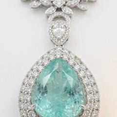 GIA Certified 19 Carat Paraiba Tourmaline Diamond 18k White Gold Necklace