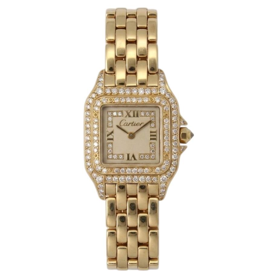 Cartier Panthère Small Model 18k Yellow Gold Diamond Bezel Wrist Watch