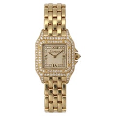 Reloj de pulsera Cartier Panthère, modelo pequeño, de oro amarillo de 18 quilates con bisel de diamantes