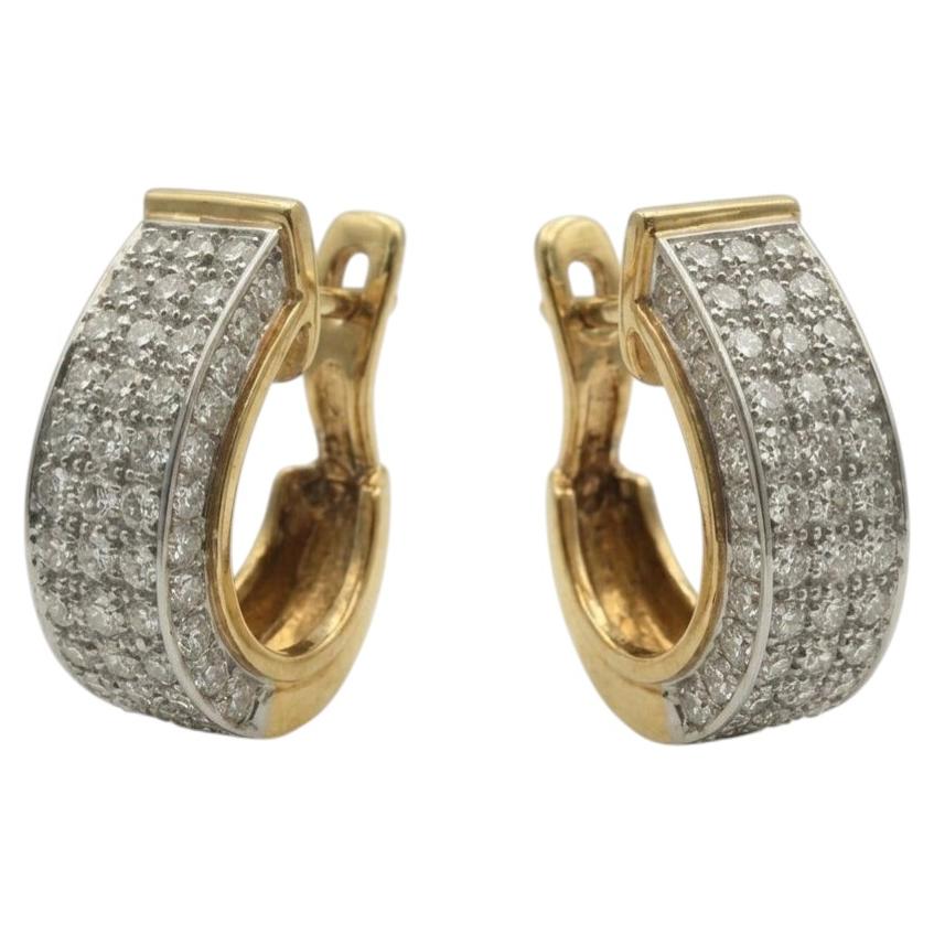 6 Carat Diamond Pavé Hoop Earrings in 18k Yellow Gold For Sale
