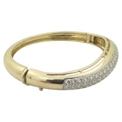 5.50 Carat Diamond Pave 14k Yellow Gold Bangle Bracelet
