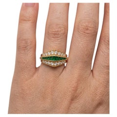 Oscar Heyman Emerald and Diamond 18k Yellow Gold Cocktail Ring