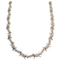 20 Carat Diamond Barbed Wire Link Statement Necklace in 10k Yellow Gold