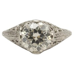 EGL Certified 1 Carat Old European Cut Diamond Solitaire Art Deco Ring