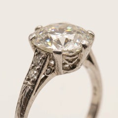 2 Carat Old European Cut Diamond Solitaire Platinum Ring