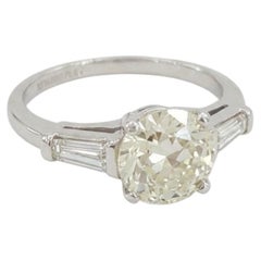 GIA Certified 2 Carat Old European Cut Diamond Three-Stone Ring