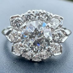 1-Karat-Verlobungsring mit Diamanten im alten europäischen Schliff aus Platin
