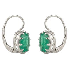 2 Carat Emerald Drop Earrings in Platinum