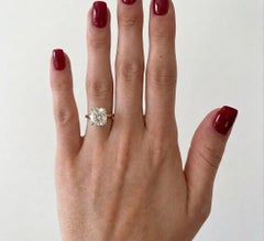 3.2 Carat J SI1 Cushion Modified Brilliant Diamond Yellow Gold Engagement Ring
