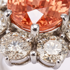 Gübelin Certified 3.01 Carat No Heat Padparadscha Sapphire Diamond Ring