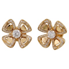 Bulgari Diamond Pave 18k Rose Gold Stud Earrings
