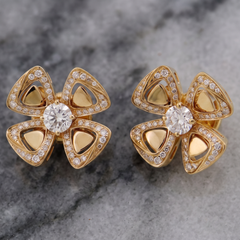 Bulgari Diamond Pave 18k Rose Gold Stud Earrings