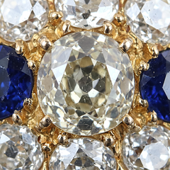 Victorian 2.60 Carat Old Mine Cut Diamond & Royal Blue Sapphire Ring