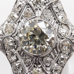 2 Carat Old European Cut Diamond Platinum Art Deco Cocktail Ring