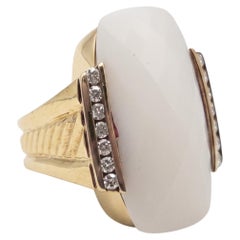 David Yurman 15 Carat White Coral Diamond 18k Yellow Gold Cocktail Ring