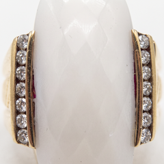 David Yurman 15 Carat White Coral Diamond 18k Yellow Gold Cocktail Ring