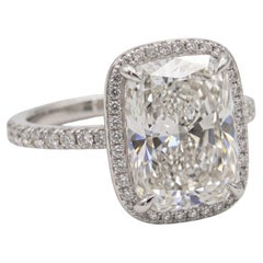6 Carat E VS2 Cushion Modified Brilliant Diamond White Gold Ring