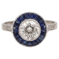 Art Deco Diamond and Sapphire Platinum Cocktail Ring